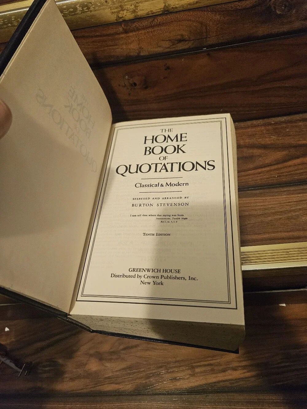 The Home Book of Quotations Classical and Modern 1984 Burton Stevenson  HC
